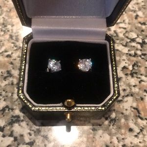 1 Carat CZ Stud Earrings set in Sterling Silver